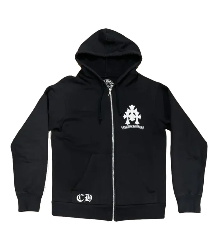 Triple Cross Logo Chrome Heart Hoodie Zip Up