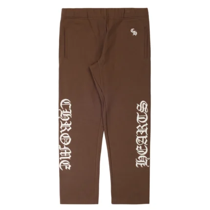 Script Embroidered Chrome Hearts Sweatpants Brown