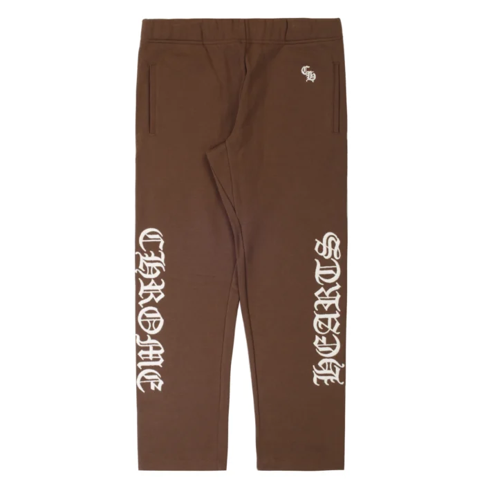 Script Embroidered Chrome Hearts Sweatpants Brown