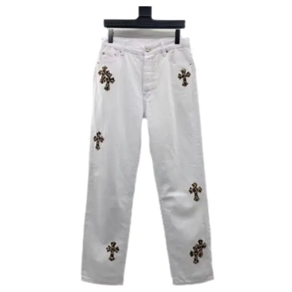 Chrome Heart White Leopard Cross Jeans