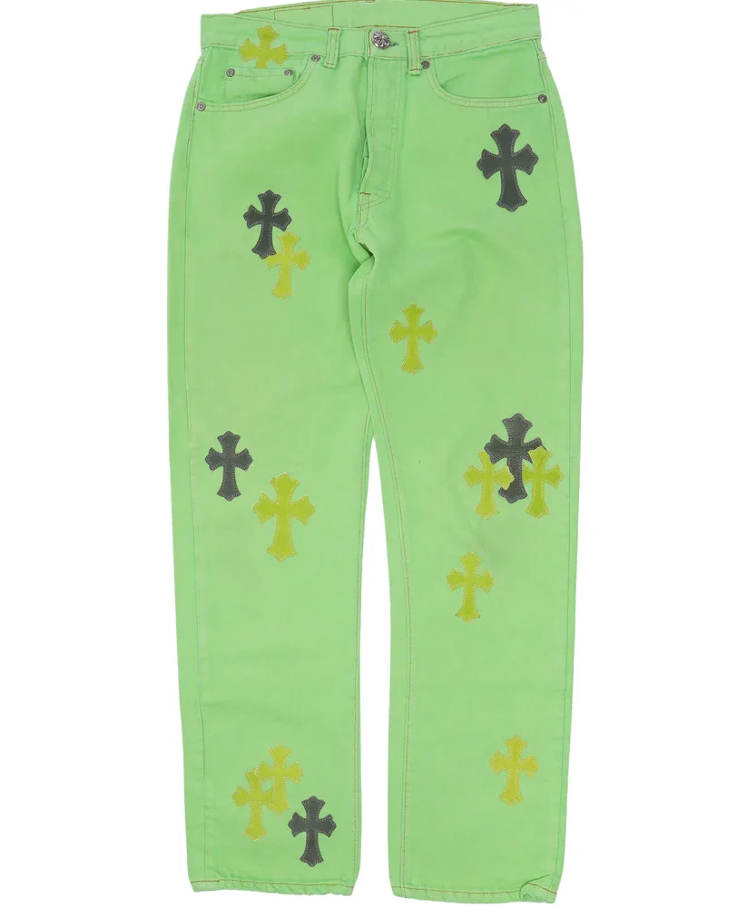 Chrome Hearts Cross Patch Jeans Green