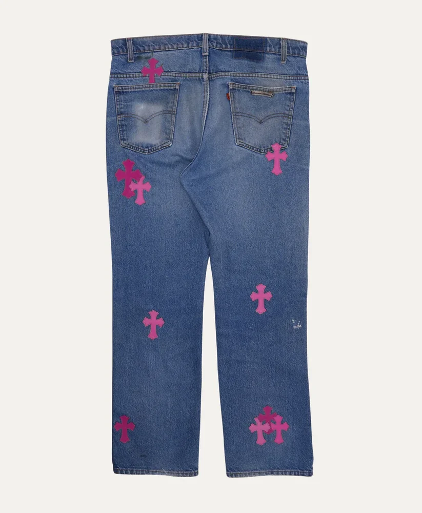 Chrome Hearts White Cross Patch Jeans