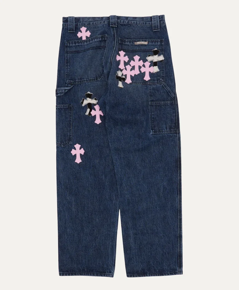 Chrome Hearts pink Cross Patch Jeans
