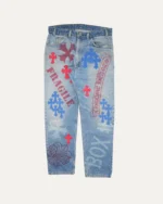 Chrome Hearts Cross Patch Stencil Jeans blue