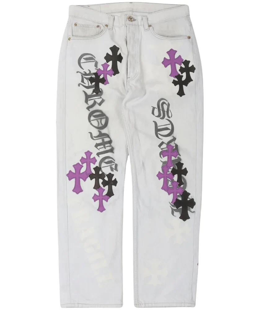 Chrome Hearts purple Cross Patch Jeans