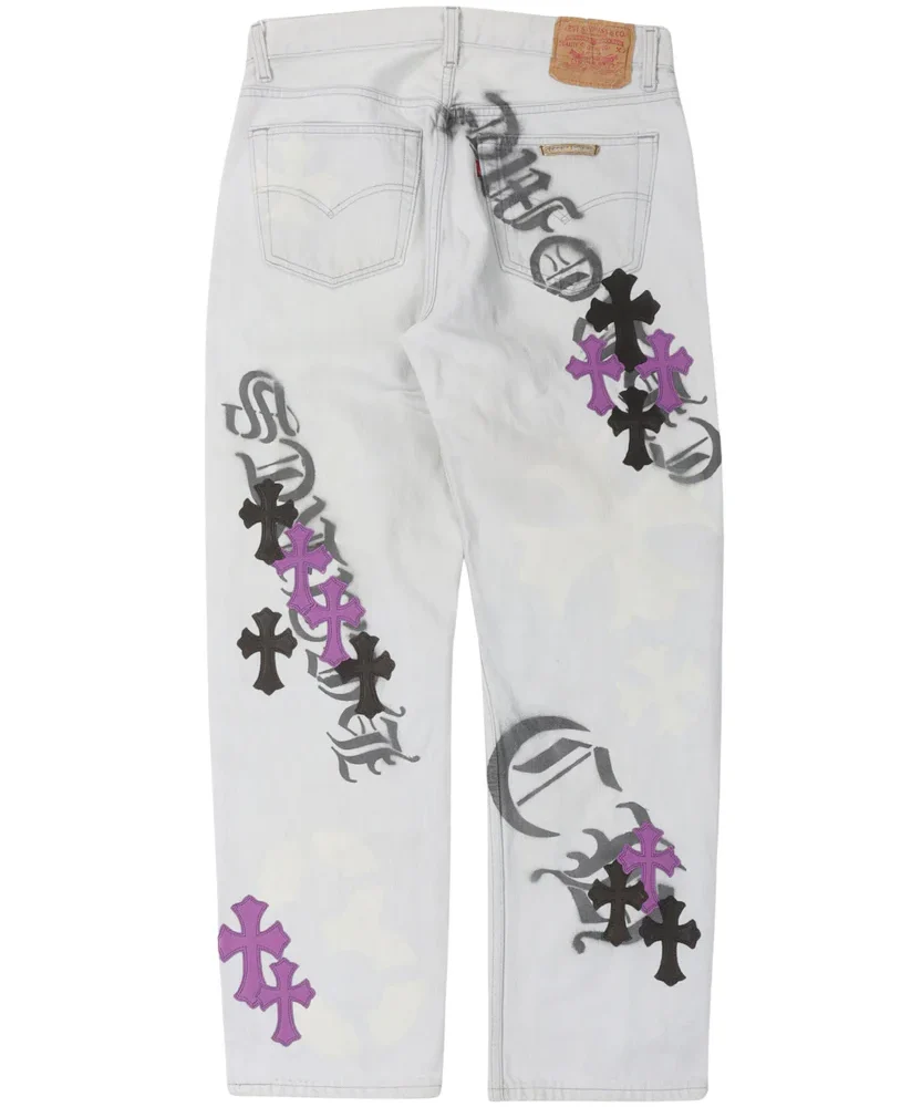 Chrome Hearts purple Cross Patch Jeans