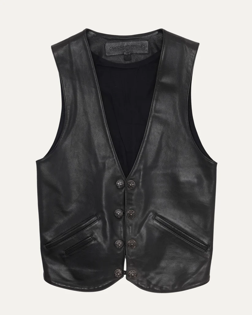 417 Chrome Hearts Leather Button Vest