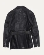 Leather Fleur Embellished Jacket