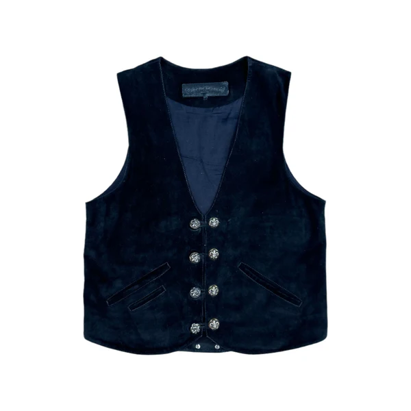 Suede Leather Fleur Vest Black
