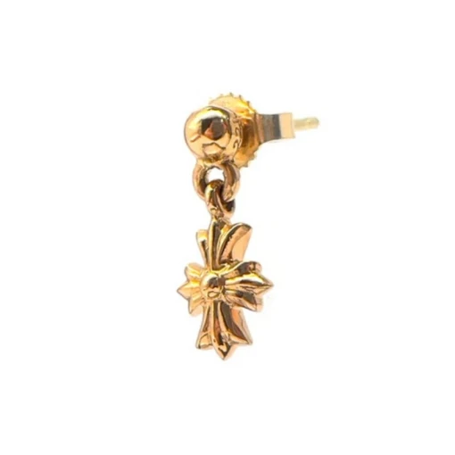 22k Gold Chrome Hearts Earring Tiny E Drop