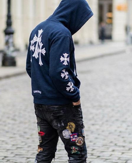 black jeans with patches