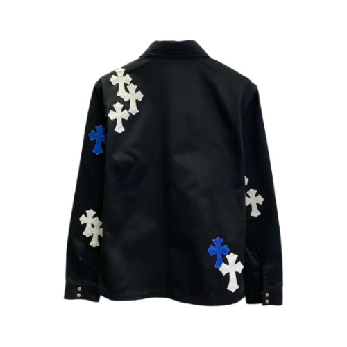 Black White & Blue Cross Patch Chrome Hearts Jacket