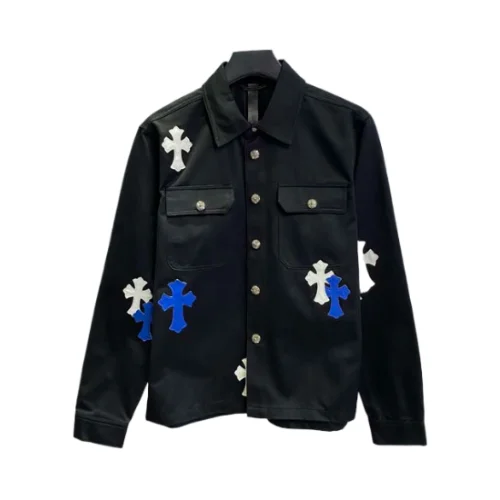 Black White & Blue Cross Patch Chrome Hearts Jacket